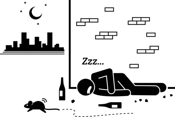 Ilustración Vectorial Minimalista Persona Durmiendo Todas Partes — Archivo Imágenes Vectoriales