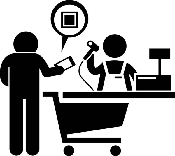 店内で買い物をする人のミニマリズム ベクトル図 — ストックベクタ