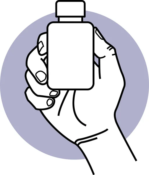 Kézben Tartó Üveg Tabletták Fehér Háttér — Stock Vector