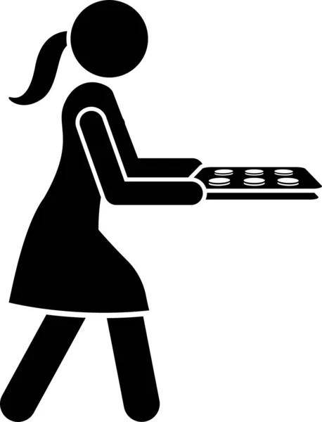 Illustrazione Vettoriale Minimalista Del Concetto Cucina Ragazza — Vettoriale Stock