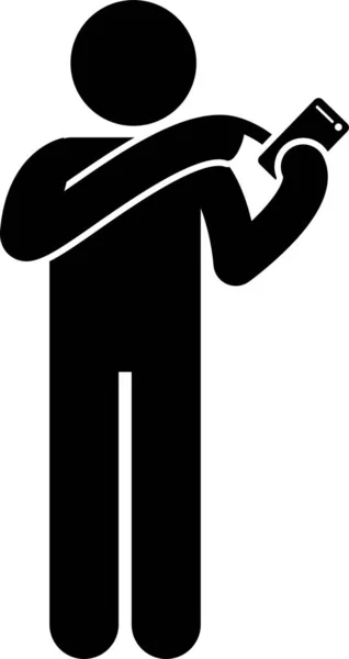Illustration Vectorielle Minimaliste Homme Utilisant Smartphone — Image vectorielle