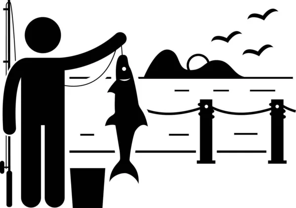 Friluftsliv Friluftsliv Fiske Kite Ridning Cykling Hundpromenader Camping Stick Figur — Stock vektor