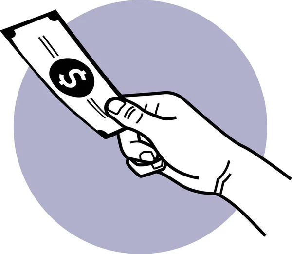 Μινιμαλιστική Διανυσματική Απεικόνιση Του Ανθρώπινου Χεριού Κρατώντας Χρήματα — Διανυσματικό Αρχείο