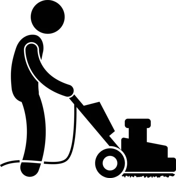 Serviços Limpeza Industrial Risky Cleaner Trabalho Vara Figura Pictograma Ícone — Vetor de Stock