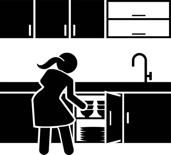 Vector Minimalista Ilustración Concepto Cocina Chica — Archivo Imágenes Vectoriales