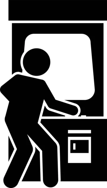 Ilustración Vectorial Minimalista Persona Jugando Juego Arcade — Vector de stock