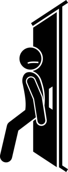 Man Door Pictogram Tırmanışlar Kapısı Olan Bir Adamın Çeşitli Hareketlerini — Stok Vektör