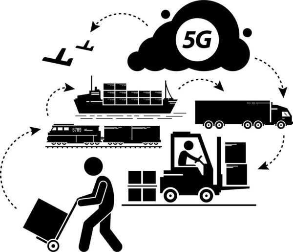 минималистическая векторная иллюстрация, концепция возможностей 5G