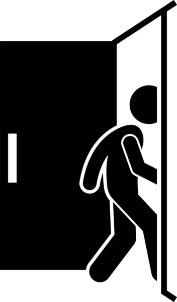 Man Door Pictogram Tırmanışlar Kapısı Olan Bir Adamın Çeşitli Hareketlerini — Stok Vektör