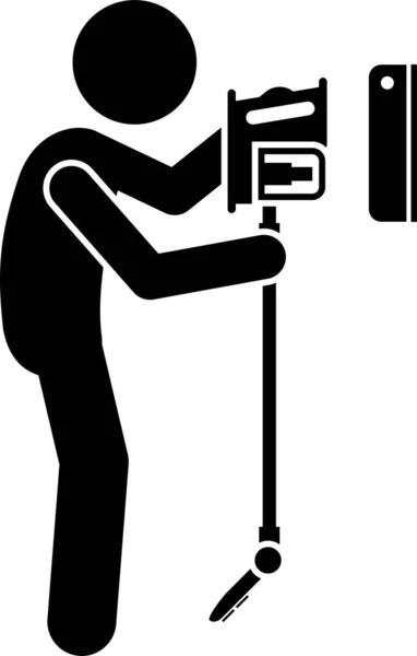 Illustration Vectorielle Minimaliste Personne Utilisant Aspirateur Bâton — Image vectorielle