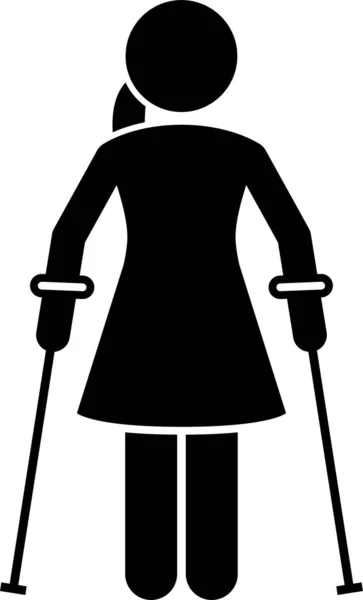 モビリティは 医療用ツールや機器の棒図ピクトグラムアイコンを支援します アートワークの記号は 松葉杖 車椅子 電動車椅子 電動スクーター 歩行者と歩く女性を表現しています — ストックベクタ