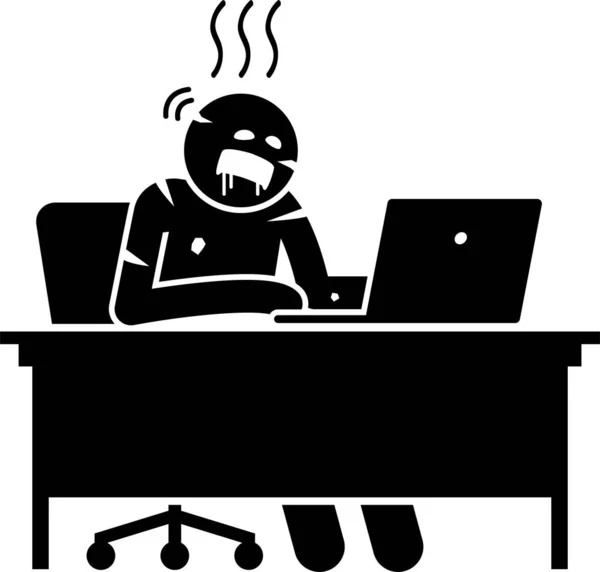 Ilustração Vetorial Minimalista Personagem Assistente Usando Laptop — Vetor de Stock
