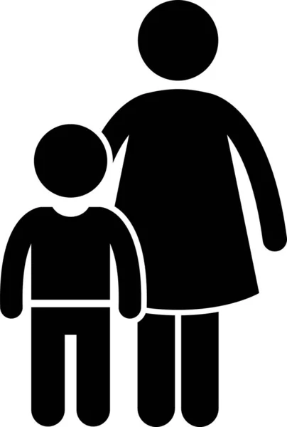 母と息子の生活一緒に古い成長プロセスステージ開発スティック図ピクトグラムのアイコン — ストックベクタ