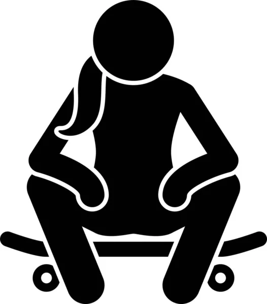 女の子のスケートボードのミニマリズムベクトルイラスト — ストックベクタ