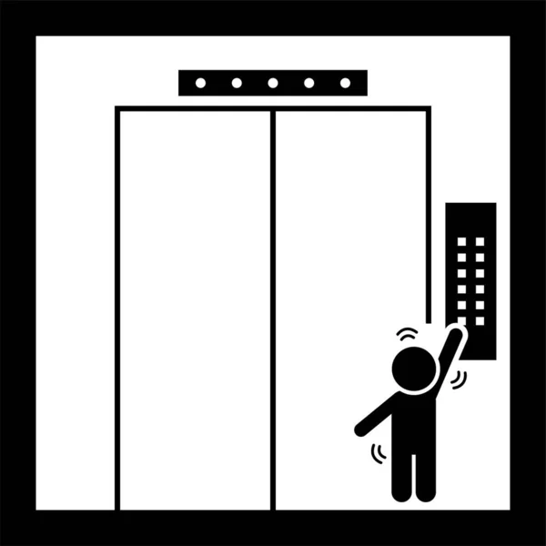 Dinge Die Menschen Elevator Lift Stick Figure Piktogramm Icons Zweite — Stockvektor