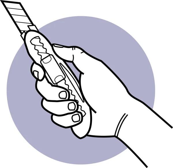 Vektor Illustration Des Hand Haltenden Büromessers — Stockvektor