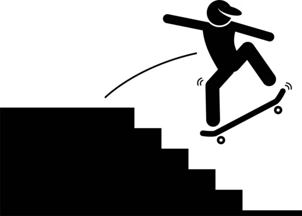 Minimalistische Vektorillustration Des Personentrainings Auf Dem Skateboard — Stockvektor