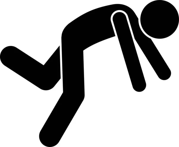 男人摔倒了 摔倒了 象形文字显示一个人摔倒了 撞倒了身体的不同部位 受伤的部位包括背部 膝盖和颈部 他也从楼梯上摔下来了 — 图库矢量图片