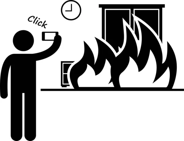 Ilustrasi Vektor Minimalis Konsep Darurat Kebakaran - Stok Vektor