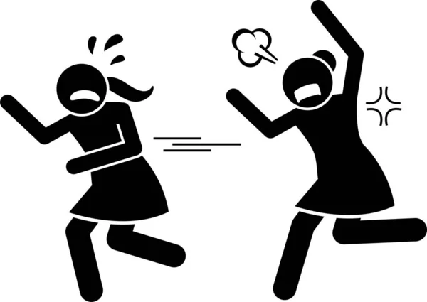 Girls Fighting Cat Fight Stick Figure Vector Illustrations Woman Female Stock Illustration