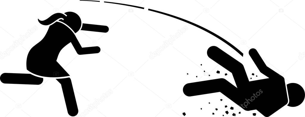 Woman Beating Man Stick Figure Sign Symbols Vector Illustration Female Stock Vector