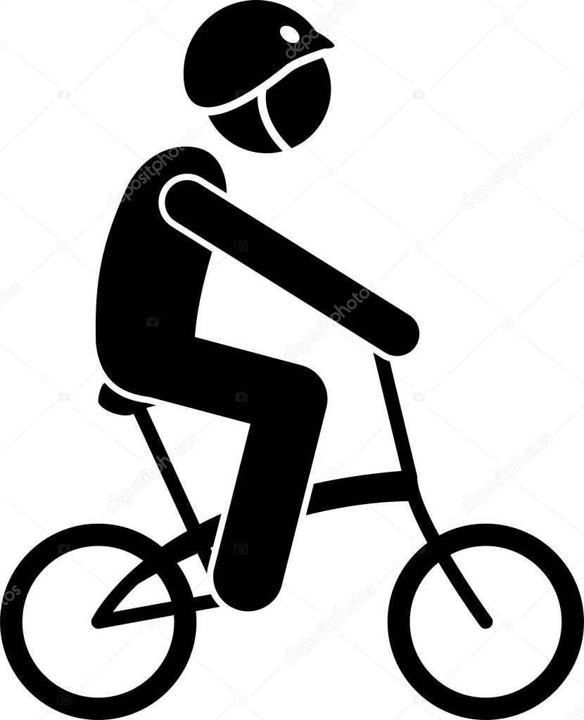 Type of bicycles and riders. Pictograms depict mountain, road, triathlon, folding, bmx, city, fat, electric, and recumbent bikes, with and without the riders.
