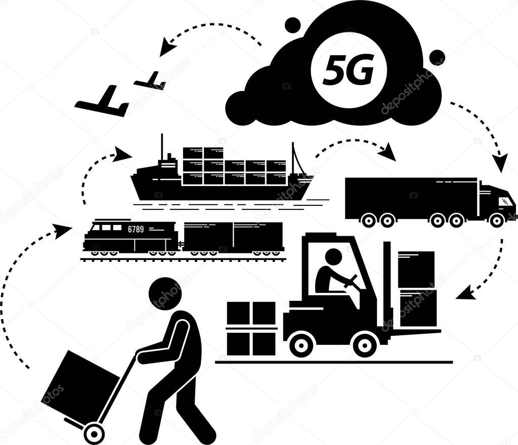 minimalistic vector illustration, 5G capabilities concept