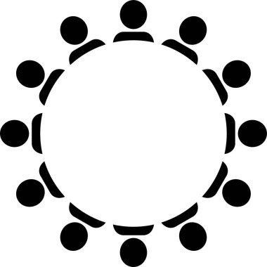 Çember içinde insan grubunun minimalist vektör illüstrasyonu