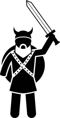 İskandinav mitolojisi karakter simgesi, vektör illüstrasyonu