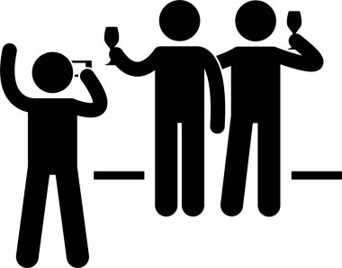 Kokteyl partisinin minimalist vektör çizimi