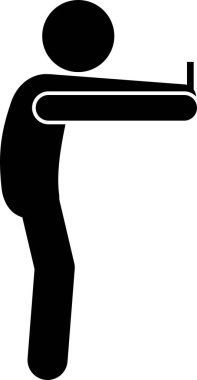 Akıllı telefon kullanan adamın minimalist vektör çizimi