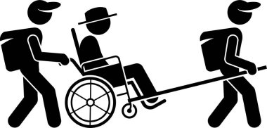 Engelli kişi macera konseptinin minimalist vektör illüstrasyonu 