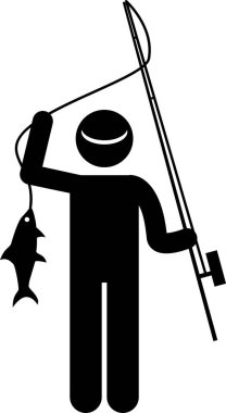 Balıkçının siyah minimalist vektör çizimi