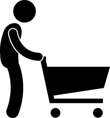 Alışveriş insanı kavramının minimalist vektör illüstrasyonu 