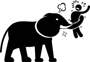 Minimalist vektör çizimi, hayvan saldırısı konsepti