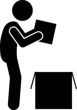 Kutuyu açan adamın minimalist vektör illüstrasyonu