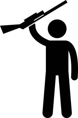 Silah tutan adamın minimalist vektör illüstrasyonu