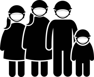 İnsanların minimalist vektör çizimi maske takıyor