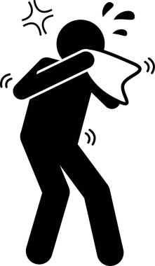 Burun dekoltesi simgeleri. Çizimler burun sorununun belirtilerini ve belirtilerini tasvir eder. Nefes darlığı, sinüs enfeksiyonu, horlama ve yüz ağrısı. Tedavisi burun spreyi ve septoplasti..