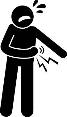 Farklı vücut parçalarındaki kırıklar ve yaralar için ilk yardım çubuğu simgeleri. Kırık kemik ve ağrının sapanı, bandajı ve yükseltme tekniklerinin vektör çizimleri.