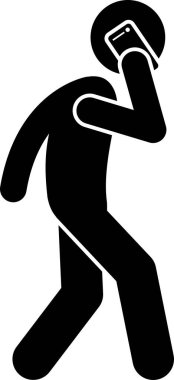 Akıllı telefon kullanan adamın minimalist vektör çizimi