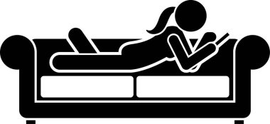 Akıllı telefon kullanan kadın, vektör illüstrasyonu