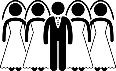 minimalistic vector illustration, polygamy marriage concept