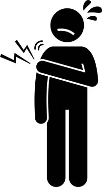 Farklı vücut parçalarındaki kırıklar ve yaralar için ilk yardım çubuğu simgeleri. Kırık kemik ve ağrının sapanı, bandajı ve yükseltme tekniklerinin vektör çizimleri.