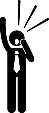 İşadamı Düşünen Adam Bağırıyor Plaket Sopası Şekil Resim Simgesi Tutuyor