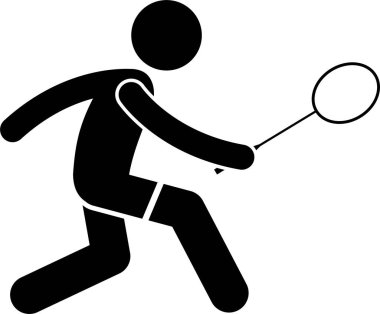 badminton 'un siyah minimalist vektör çizimi