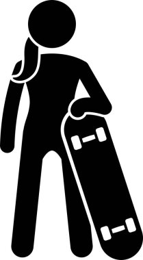 Kız kaykayın minimalist vektör illüstrasyonu