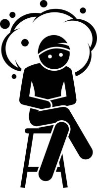 Kemoterapinin yan etkileri. Simgeler, kanser teşhisi konan bir insana verilen tepkilerin ve kemoterapi sorunlarının listesini gösteriyor..