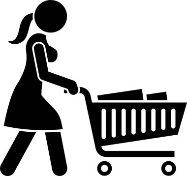 Kız alışveriş konseptinin minimalist vektör çizimi 