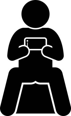 Akıllı telefon kullanan adamın minimalist vektör çizimi